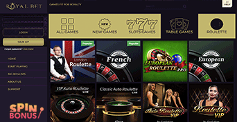 Royal Bet Casino Games